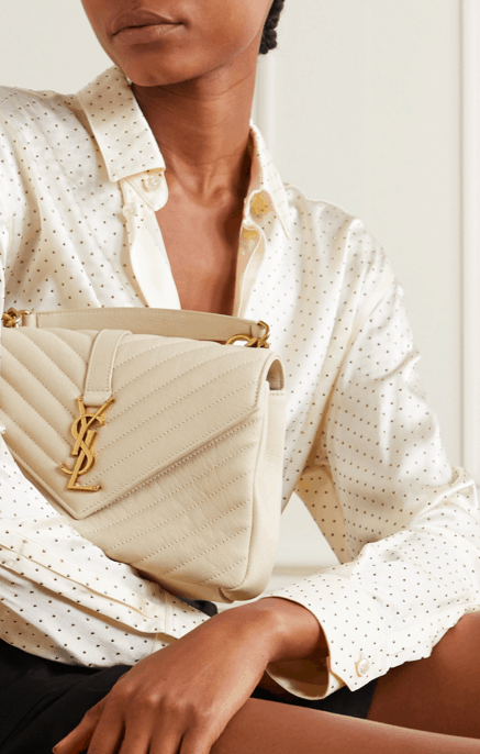 white ysl bag outfit