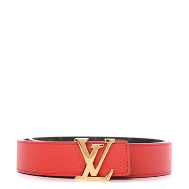 LOUIS VUITTON Denim Damier Monogram Patchwork 30mm Iconic Reversible Belt  80 32 Blue Rouge 639092