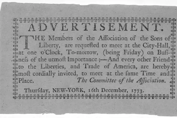 A Sons of Liberty advertisement that reflects the ideologies of some of the population during the American Revolution.